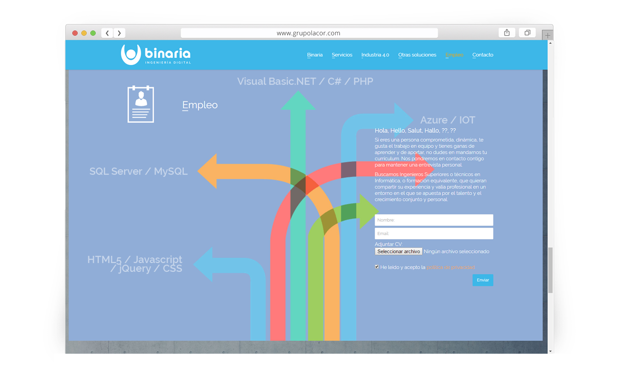 Sitio web para Soluciones Binaria - Web